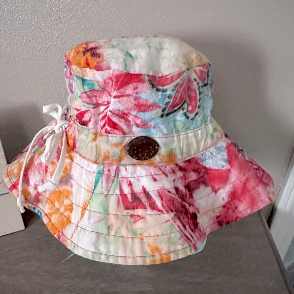 PANAMA JACK Sun Bucket Hat Floral Tropical Colorful Pink Orange White one size
